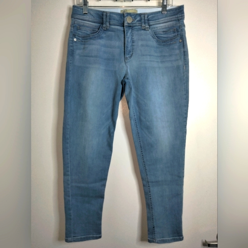 Democracy (Size 10) Medium Wash "Ab" Technology Crop Button Zip Fly Denim Jeans